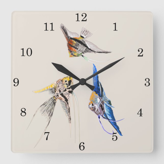Scalar Fish Square Wall Clock (Front)