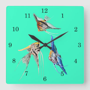 Scalar Fishes - Choose / add your colours Square Wall Clock