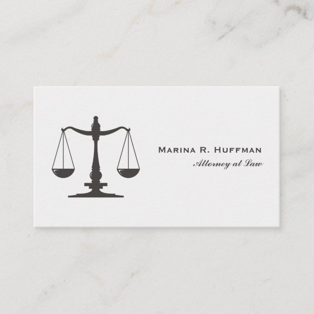 Scale of Justice grey Attorney   Professional Business Card (Front)