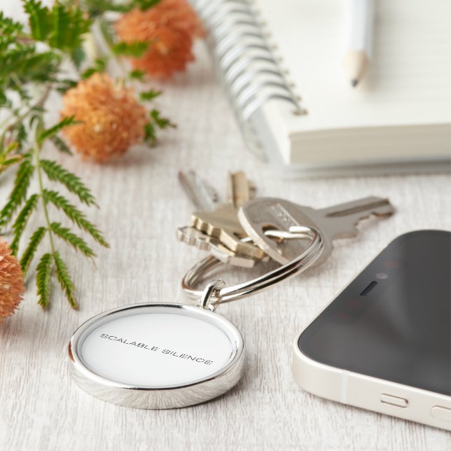 Scaleable Silence Minimalist Typographic Keychain (Side)