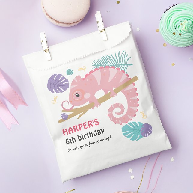 Scales and Tails Girl's Reptile Birthday  Favour Bags (You'll be “swamped” for guests with our scales and tails girl's reptile birthday party supplies! )