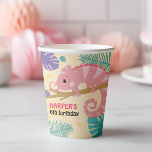 Scales and Tails Girl's Reptile Birthday  Paper Cups