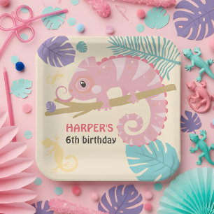 Scales and Tails Girl's Reptile Birthday  Paper Plate