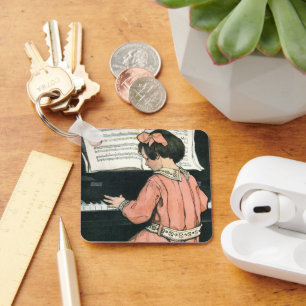 Scales by Jessie Willcox Smith, Piano Music Girl Key Ring