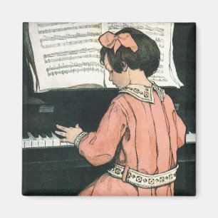 Scales by Jessie Willcox Smith, Piano Music Girl Magnet