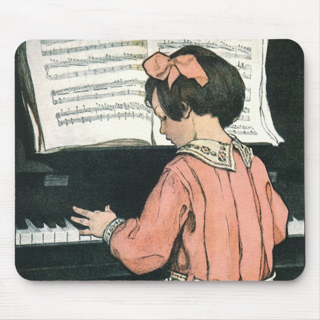 Scales by Jessie Willcox Smith, Piano Music Girl Mouse Mat (Front)