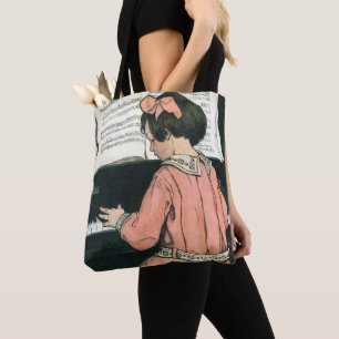 Scales by Jessie Willcox Smith, Piano Music Girl Tote Bag