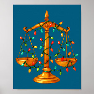 Scales lawyer christmas lights attorney law school poster