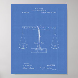 Scales of Justice 1885 Patent Art - Blueprint Poster