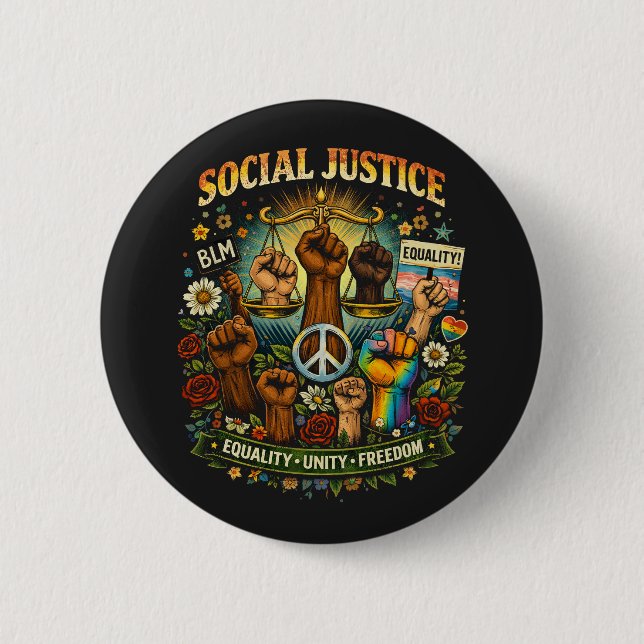 Scales of Justice 6 Cm Round Badge (Front)