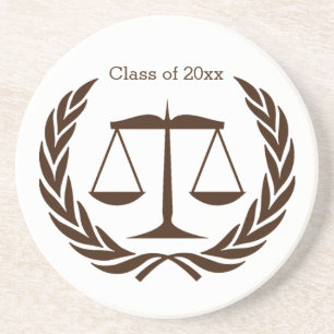 Scales of justice and laurel leaves coaster