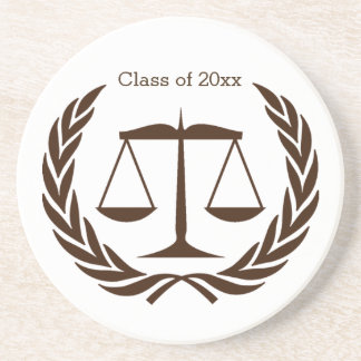Scales of justice and laurel leaves coaster