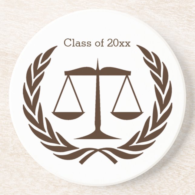 Scales of justice and laurel leaves coaster (Front)