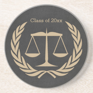 Scales of justice and laurel leaves coaster