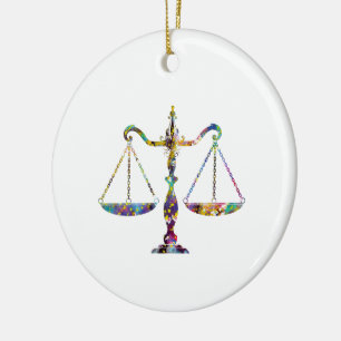Scales of Justice Art Ceramic Tree Decoration