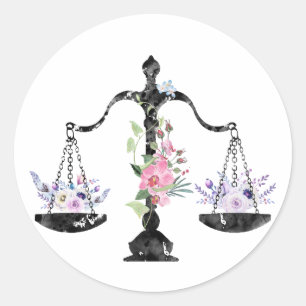 Scales of Justice Art Classic Round Sticker
