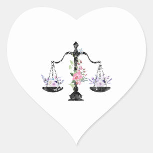 Scales of Justice Art Heart Sticker