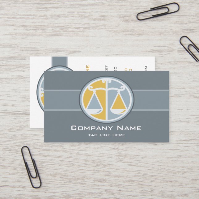 Scales of Justice Attorney Business Card (Front/Back In Situ)
