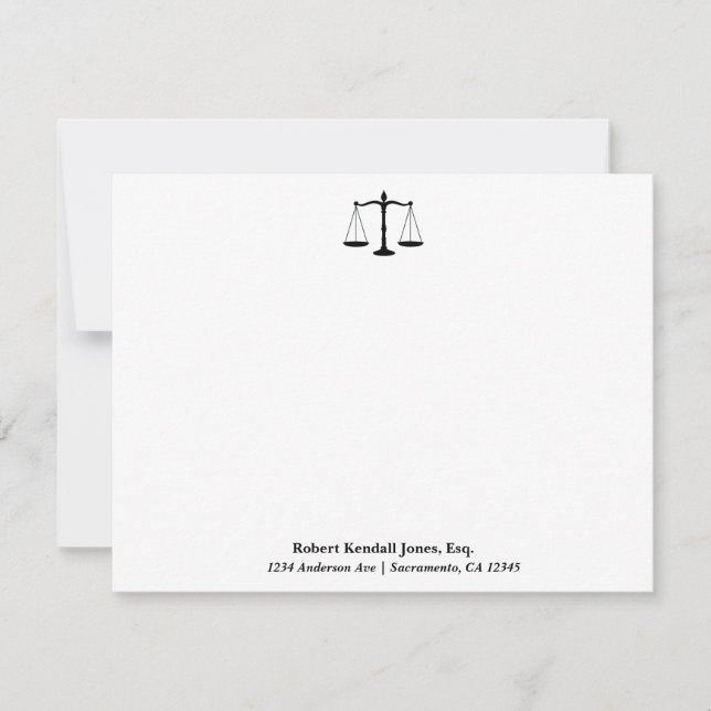 Scales of Justice Black Lawyer Attorney Stationery Invitation (Front)
