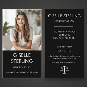 Scales of Justice Black White Lawyer Photo  Business Card