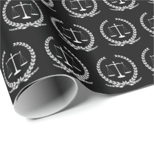 Scales of Justice Black Wrapping Paper