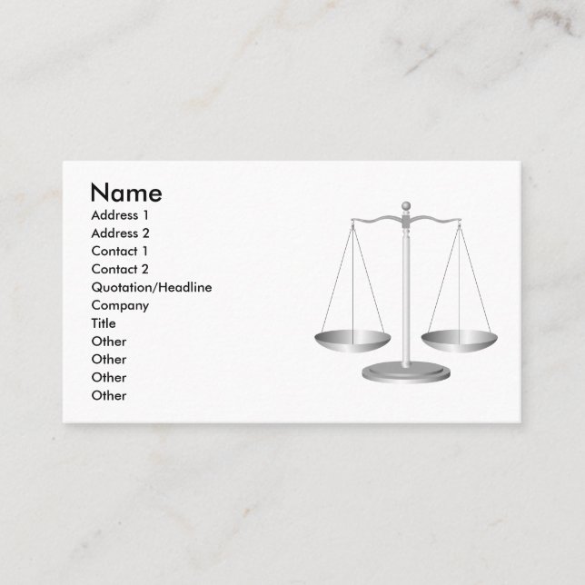 Scales of Justice Business Card (Front)