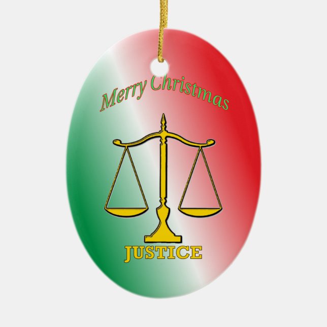 Scales Of Justice Ceramic Tree Decoration (Front)