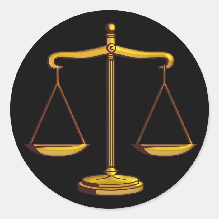 Scales of Justice Classic Classic Round Sticker Zazzle.co.uk