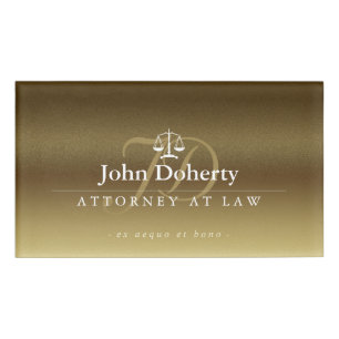 Scales of Justice   Elegant Gold Name Tag