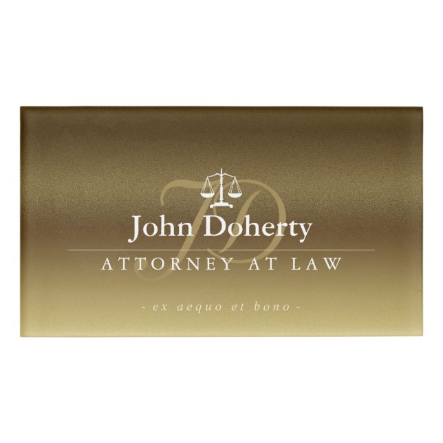 Scales of Justice | Elegant Gold Name Tag (Front)