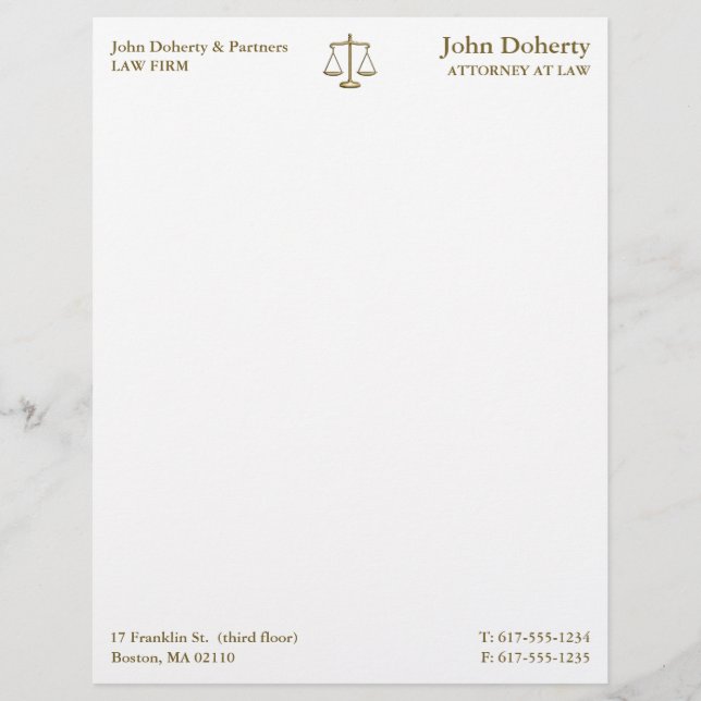 Scales of Justice | Elegant Professional Custom Letterhead (Front)