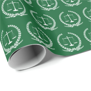 Scales of Justice Evergreen Green Wrapping Paper