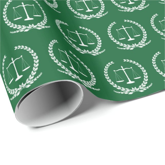 Scales of Justice | Evergreen Green Wrapping Paper (Roll Corner)
