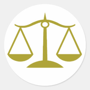 Scales of Justice - Gold Classic Round Sticker