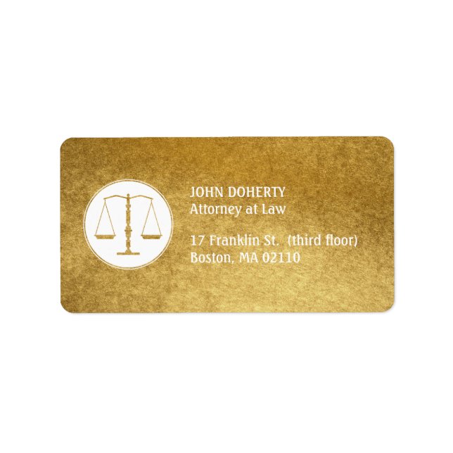 Scales of Justice Gold Law Label (Front)