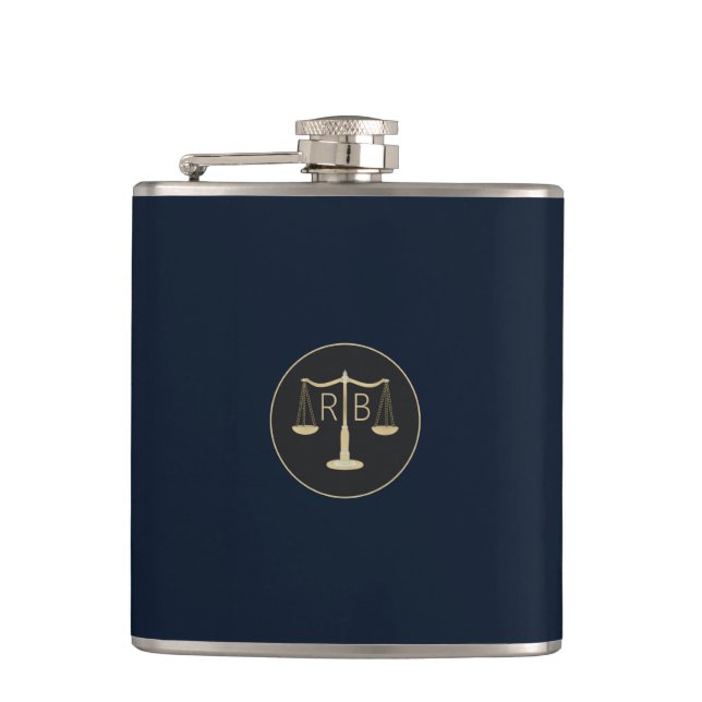 Scales Of Justice Hip Flask (Front)