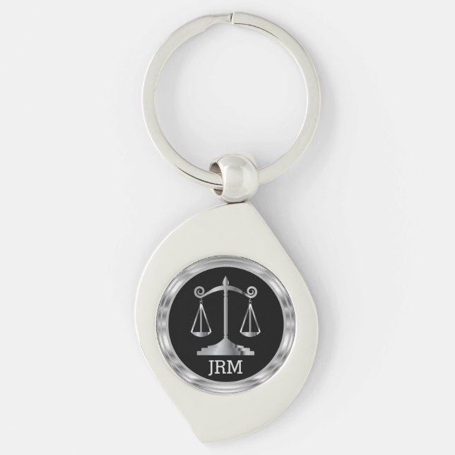 Scales of Justice | Law - Black and Silver Key Ring (Front)