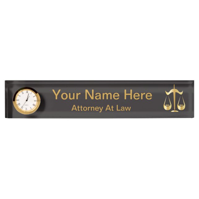 Scales of Justice | Law | Black, Gold Nameplate (Front)