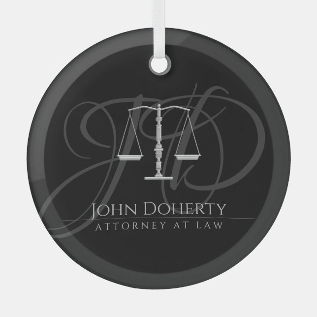 Scales of Justice | Law Glass Tree Decoration (Front)