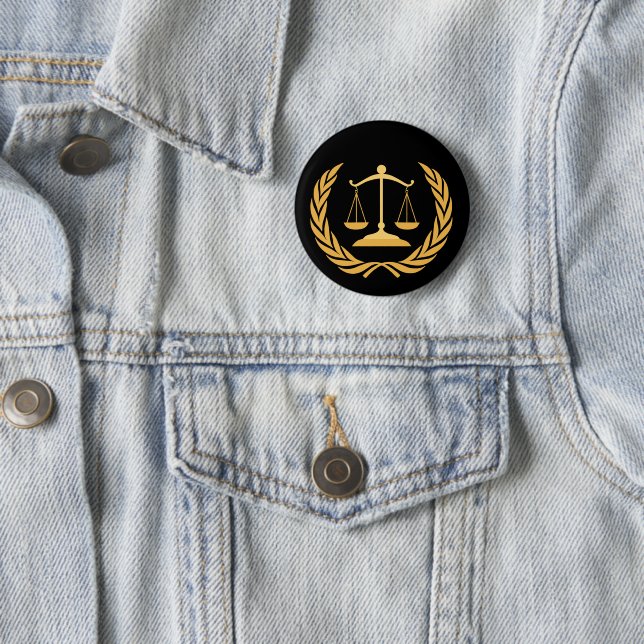 Scales of Justice | Law | Lawyer - Black & Gold Ke 6 Cm Round Badge (In Situ)