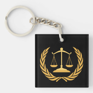 Scales of Justice Law Lawyer - Black & Gold Ke Key Ring