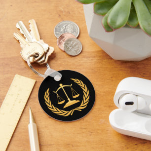 Scales of Justice Law Lawyer - Black & Gold Ke Key Ring