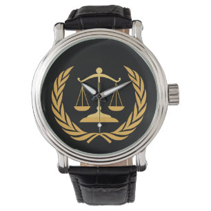 Scales of Justice Law Lawyer - Black & Gold Ke Watch