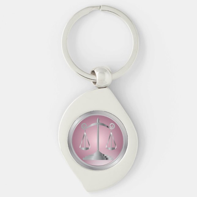 Scales of Justice | Law | Lawyer | Pink Key Ring (Front)