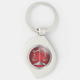 Scales of Justice Law Lawyer Red Key Ring