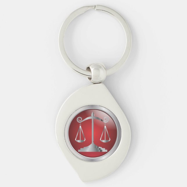 Scales of Justice | Law | Lawyer | Red Key Ring (Front)