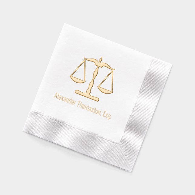 Scales of Justice Law Legal #2 Professional Name Foil Napkins (Left)