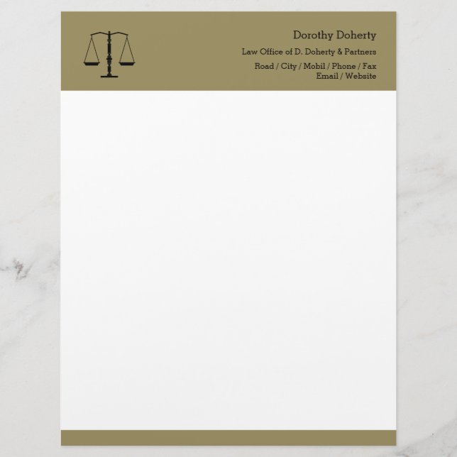 Scales of Justice LAW OFFICE Custom Letterhead (Front)