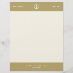 Scales of Justice LAW OFFICE Golden Customised Letterhead