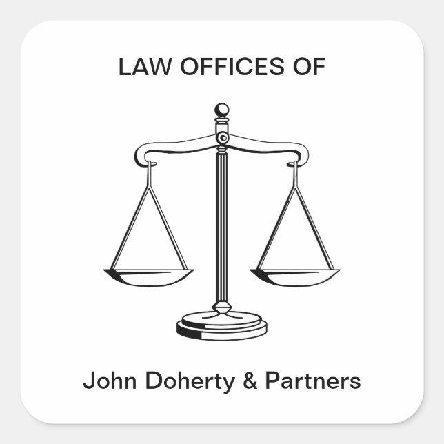 Scales of Justice | Law Office Square Sticker (Front)